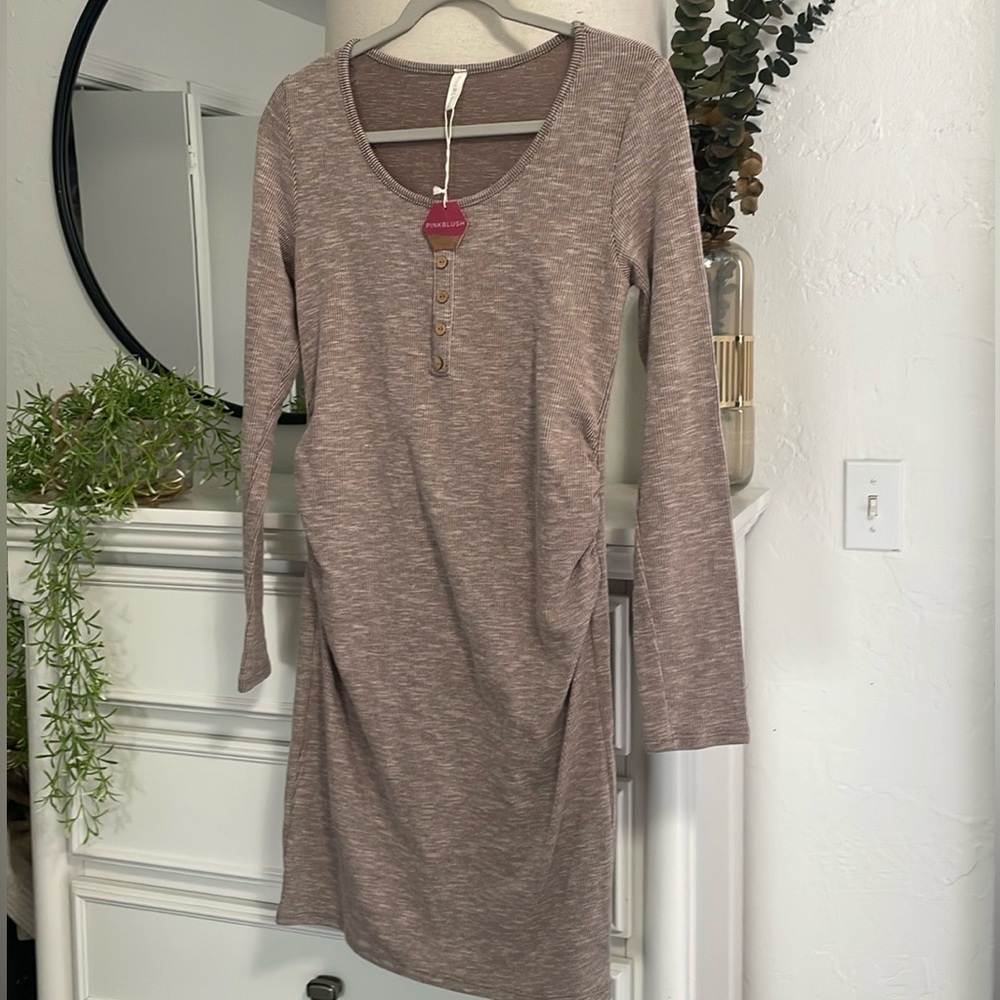 NWT Pink Blush Maternity Midi Sweater Dress - Medium